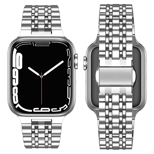 Anlinser Metal Bands Compatible with Apple Watch Band 49mm 46mm 45mm 44mm 42mm for Women Men, Stainless Steel Replacement Strap for iWatch Ultra 3/2/1 Series 11 10 9 8 7-1 SE (Silver) - Image 3