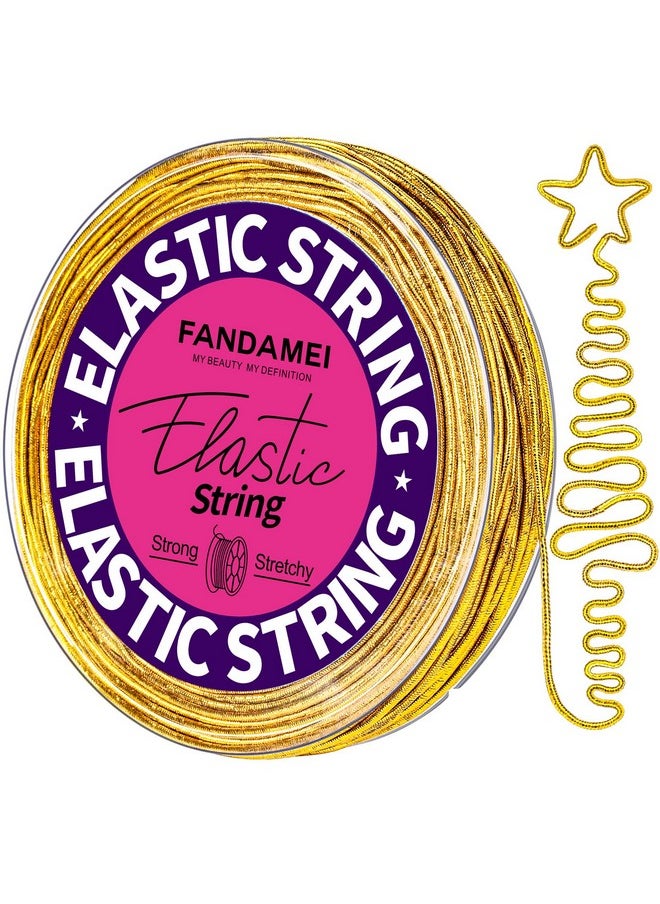 FANDAMEI 1.2Mm Metallic Elastic String Gold Stretch Cord For Craft Gift Jewelry Making Elastic Cords Ribbon For Hair Braids Elastic String For Bracelets Beading Cord Stretchy Christmas Crafts Diy  - Image 1