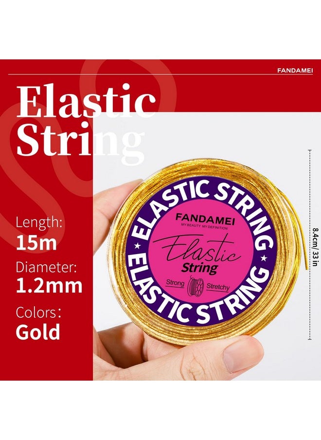 FANDAMEI 1.2Mm Metallic Elastic String Gold Stretch Cord For Craft Gift Jewelry Making Elastic Cords Ribbon For Hair Braids Elastic String For Bracelets Beading Cord Stretchy Christmas Crafts Diy  - Image 2