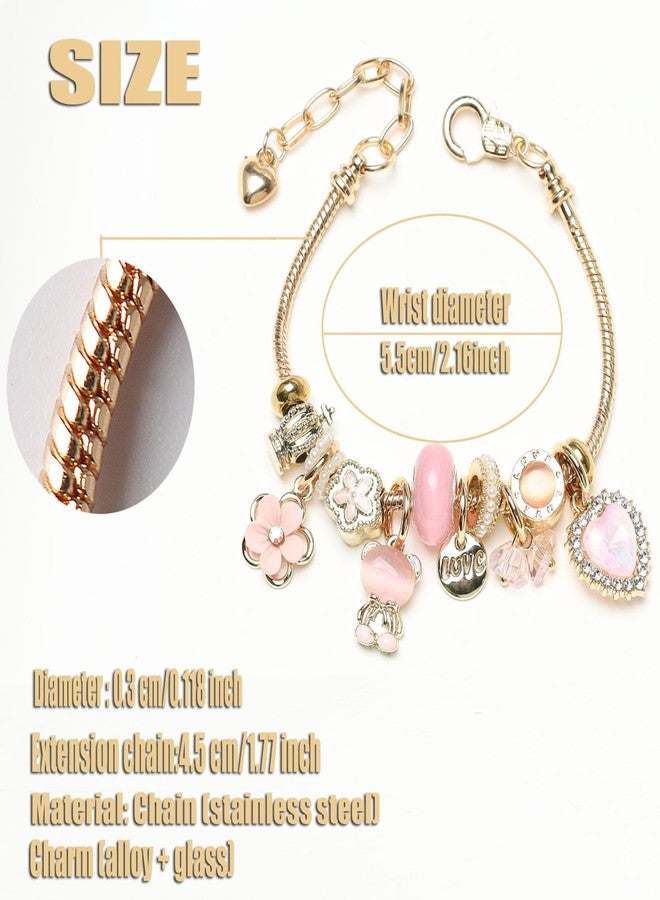 دي أس أساور DS Charm للفتيات المراهقات سوار صداقة لطيف ورائع من الكرتون الذهبي من الفولاذ المقاوم للصدأ صندوق هدايا عيد الميلاد قابل للتعديل للفتيات الصغيرات مجوهرات للأطفال هدايا العطلات (GOLD-3) - Image 3