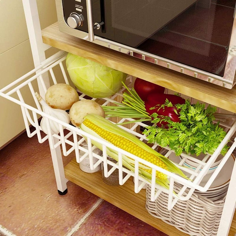 INDIDECOR INDIDECOR 46600 FloorStanding Kitchen Microwave Oven Rack 3 Layers Kitchen Shelf Vegetable Basket Multifunction Oven Rack Bread Machine Condiment Pot Rice Cooker Shelf L52W33H70cm  - Image 3