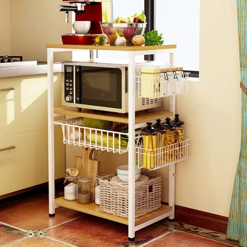 INDIDECOR INDIDECOR 46600 FloorStanding Kitchen Microwave Oven Rack 3 Layers Kitchen Shelf Vegetable Basket Multifunction Oven Rack Bread Machine Condiment Pot Rice Cooker Shelf L52W33H70cm  - Image 2