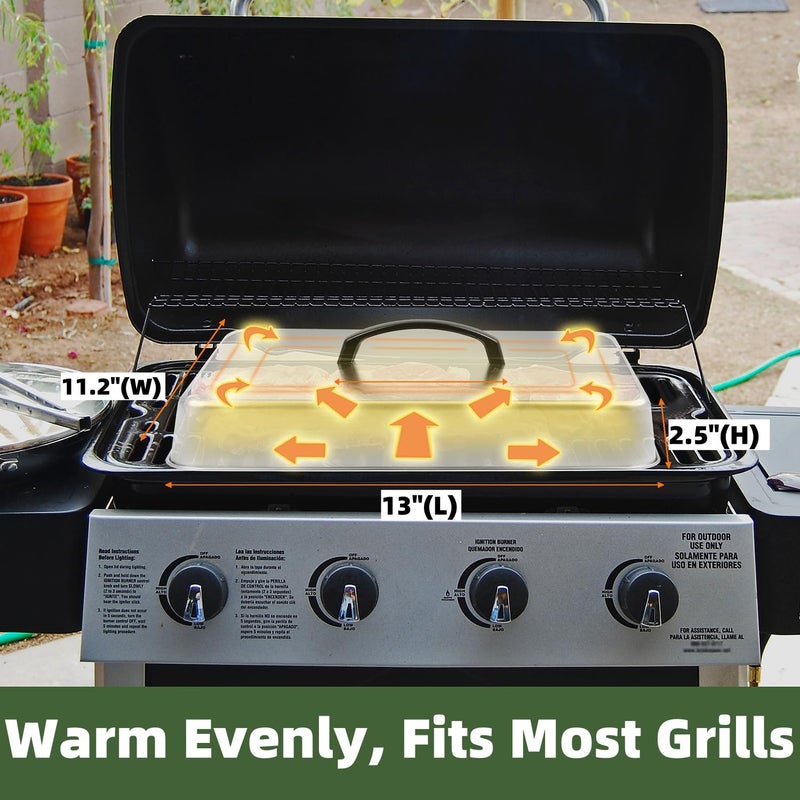 Kichwit Rectangular Basting Cover, Stainless Steel Grill Cover Lid for Outdoor Cooking, 13"(L) x 11.2"(W) x 2.5"(H), Cheese Melting Dome, Keeps Cooked Food Warm, 1 Pack - Image 3