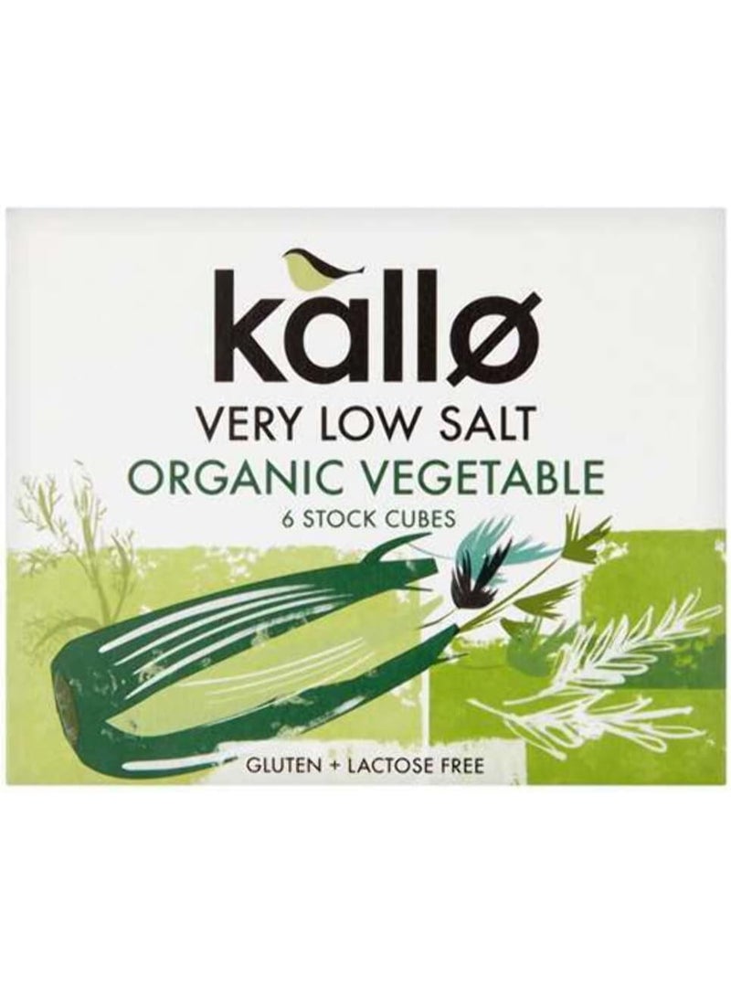 كالو مرق خضار عضوي قليل الملح للغاية، 6 مكعبات، خالٍ من الغلوتين، مناسب للنباتيين ومرضى الاضطرابات الهضمية، بدون ألوان أو نكهات أو مواد حافظة اصطناعية، مرق خضار ممتاز للمرق وصلصة الحساء والمرق 60 جم - Image 1