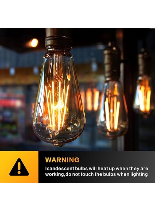 Baytion Vintage Edison Light Bulbs,6 Pack E27 LED Filament Light Bulbs, 6W Retro Antique Style Amber Glass Screw Lamp,2700K Not-Dimmable Incandescent Equivalent Amber Warm Light for Decoration - Image 2