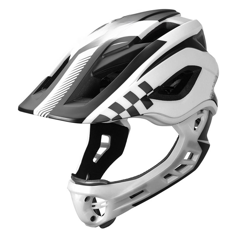 Full Face Helmet: S Size White Integrated PC Shell EPS Foam - 12-Vent Breathable Detachable Chin Lightweight Sports Helmet for Kids Riding Skating Rollerblading - Image 1