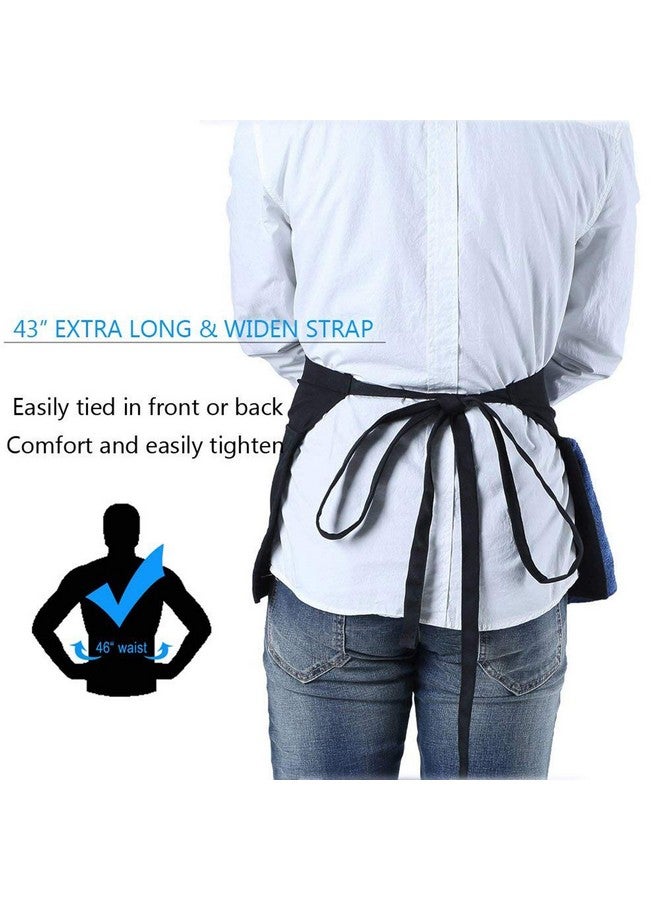BOHARERS BOHARERS Waist Apron with 3 Pockets 3 Pack - Black Waitress Server Short Apron  - Image 4