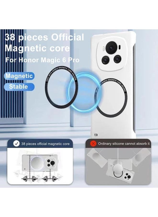 erorex Magnetic Frameless Case Compatible With Honor Magic 6 Pro 5G Matte Hard Pc Wireless Charging Cover For Magic 6 Pro Fundas White  - Image 2