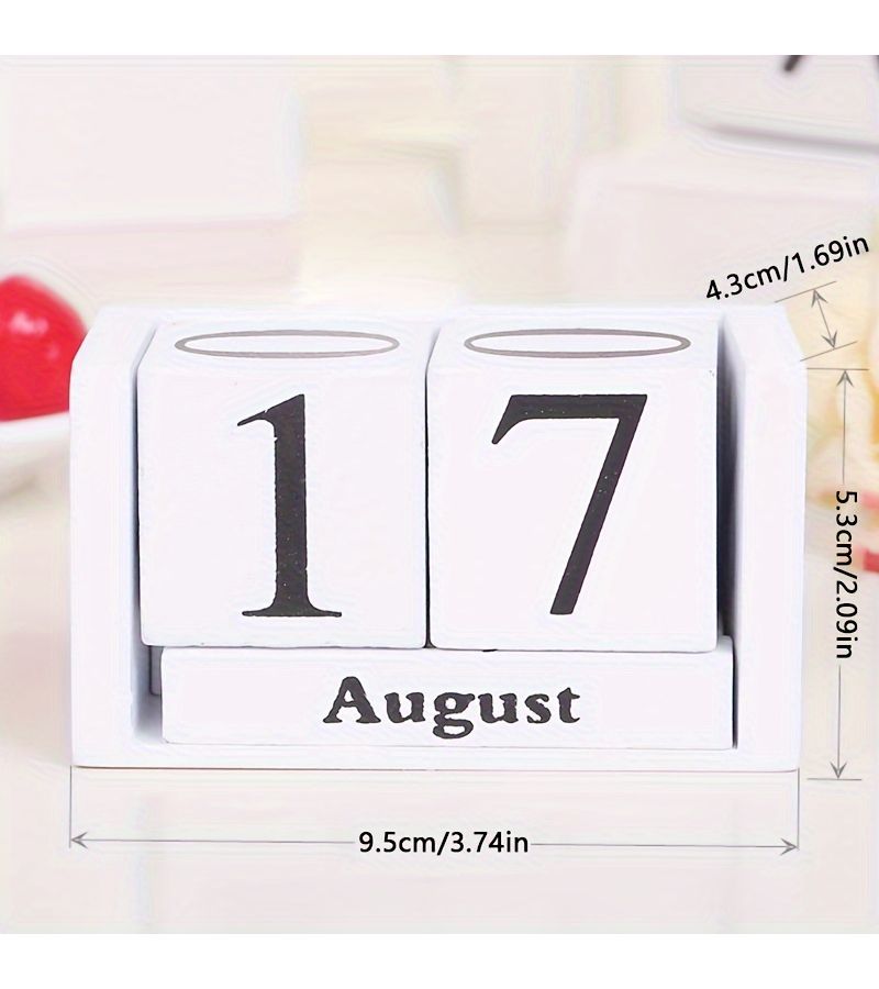 1pc Minimalist Long Strip White Wooden Calendar Creative Living Room Desktop Study Shop Bar Counter Ornament Decoration Table Calendar - Image 2