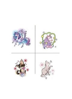 Generic 4-Pieces Water Resistant Temporary Tattoo Horse and Cat Various Shapes Cute Stickers  - Image 1