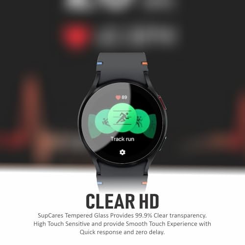 SupCares Military-Grade Gorilla Tempered Glass Screen Protector for Samsung Galaxy Watch 8, 7, 6, 5, 4 and Galaxy Watch FE (40 mm) With Installation Kit | Transparent | Pack of 2 - Image 2