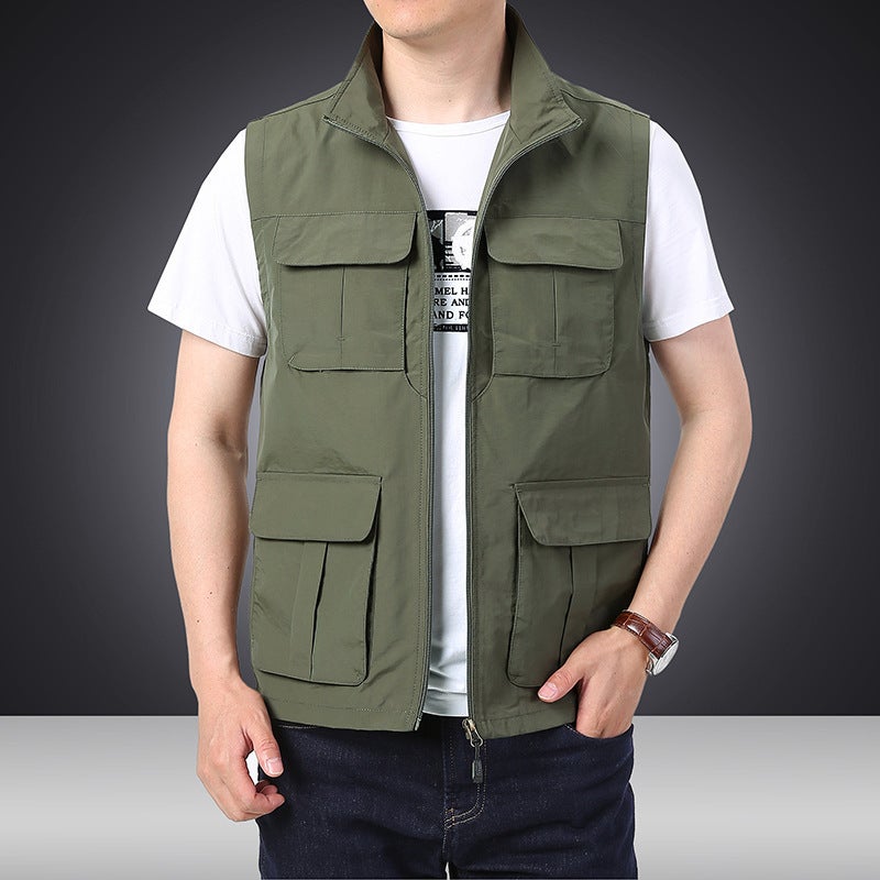 Outdoor Leisure Vest Male Youth Multi-Bag Quick-Drying Vest European, American, Japanese And Korean Military Workwear Functional Waistcoat Tide - Image 1
