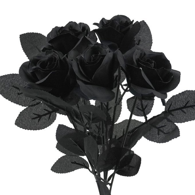 5PCS ROSES ARTIFICIAL FLOWERS BLACK ROSES ARTIFICIAL FLOWERS FAKE FLOWER SILK STEM REALISTIC BLOSSOM FLORA FOR DIY HOME OFFICE BRIDAL WEDDING BOUQUET CENTERPIECE PARTY OUTDOOR DECORATION