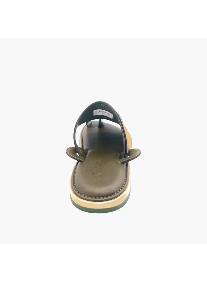الواحة Men's Embroidered Slip-On Arabic Sandals with Toe Loop
