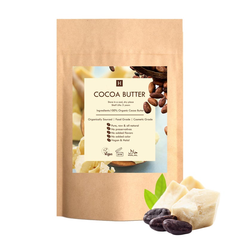 Saaqin Cocoa (Cacao Butter) Butter, Pure, Raw, Unprocessed. Incredible Quality and Scent. Use for Lotion, Cream, Lip Balm or Body Butter. NON-GMO, Vegan - 1 lb By SaaQinÂ® - Image 1