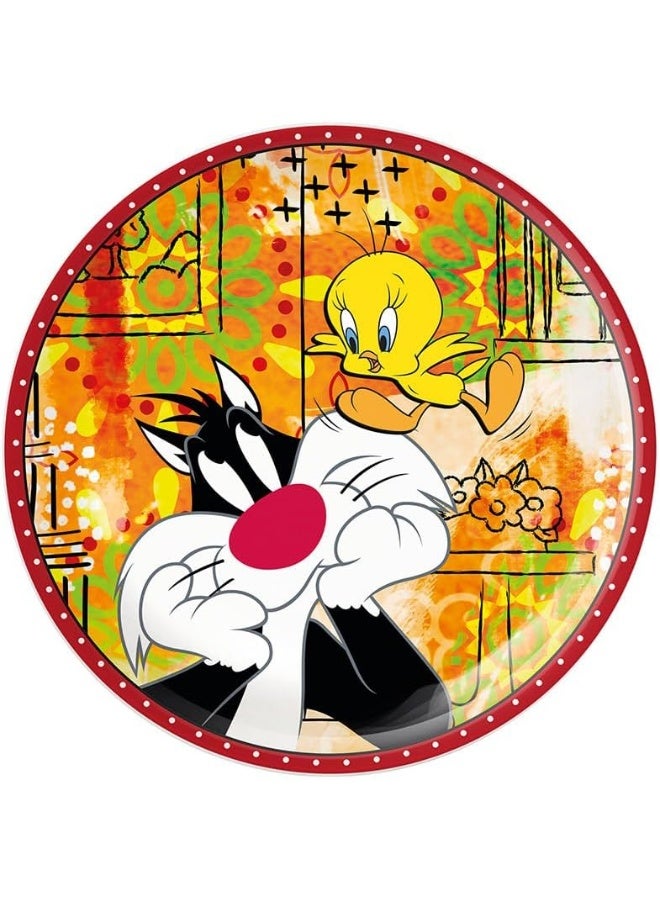 Looney Tunes Dessert Plate 19cm – Porcelain Plate for Looney Tunes Lovers – Microwave & Dishwasher Safe – Fun Tableware for Snacks, Cake & Desserts (SYLVESTER & TWEETY)