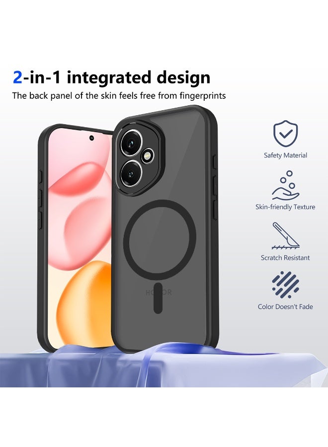 حافظة هاتف Honor 400، حماية محسّنة لكامل جسم الكاميرا، متوافقة مع MagSafe، لوحة خلفية شبه شفافة فائقة النحافة مع حماية للحواف الناعمة (أسود) - Image 2