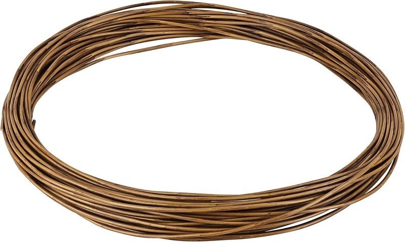 Feyart 35m/115ft 3mm Round Plastic Wicker in Wood Color, Brown Rattan for Repairing Patio Chair Woven Sofa - Image 1