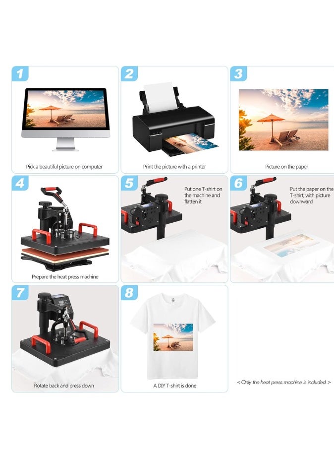 Kalon - 7 IN ONE Combo Heat Press Machine  360° Rotatable Hot Transfer Sublimation Digital Pressing Maker for T-Shirt Mug Hat Plate Pillow Bag  Multifunction Heat Transfer Machine - Image 1