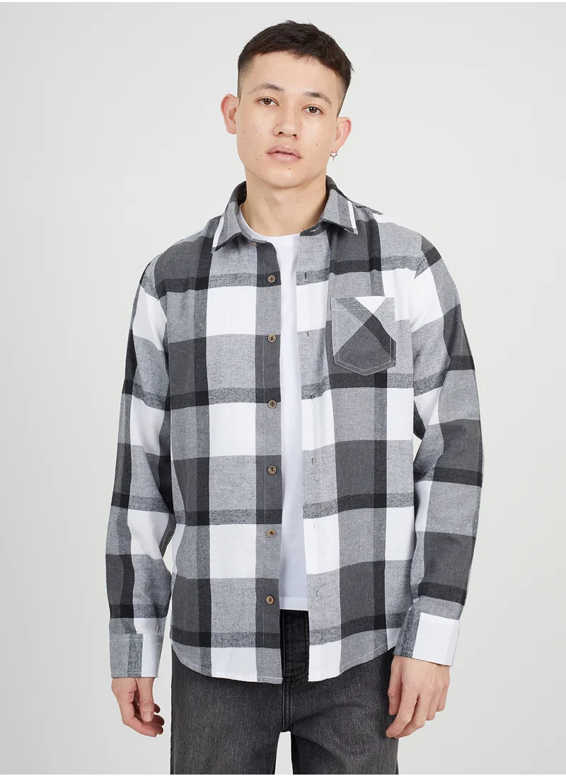 BRAVE SOUL Casual Long Sleeve Check Shirt