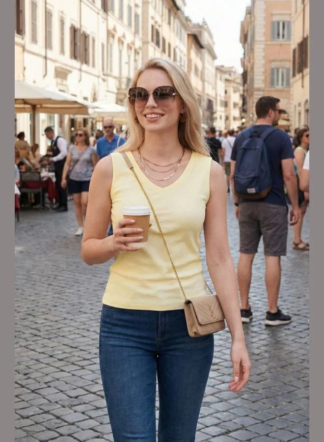 ليلا Lela Thick Strapped V-Neck Blouse Women's Blouse 5864384