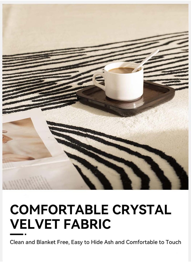 LEOKOR Area Rug with Non-Slip Backing, Washed Contemporary Striped  Dirt-Resistant and Water-Absorbent Floor Mat, Soft Large Rugs for Living Room Bedroom Dining Room 120*160CM  - Image 4