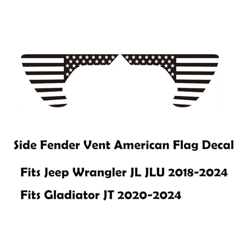 Zxiaochun Side Fender Vent American Flag Decals Precut USA Flag Vinyl Sticker for Jeep Wrangler JL JLU 2018-2022 2023 2024 2025 and Gladiator JT 2020 2021 2022 2023 2024 2025 Accessories(Matte Black) - Image 3