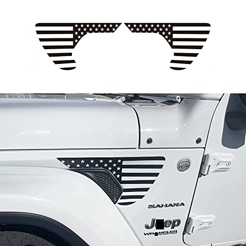 Zxiaochun Side Fender Vent American Flag Decals Precut USA Flag Vinyl Sticker for Jeep Wrangler JL JLU 2018-2022 2023 2024 2025 and Gladiator JT 2020 2021 2022 2023 2024 2025 Accessories(Matte Black) - Image 1