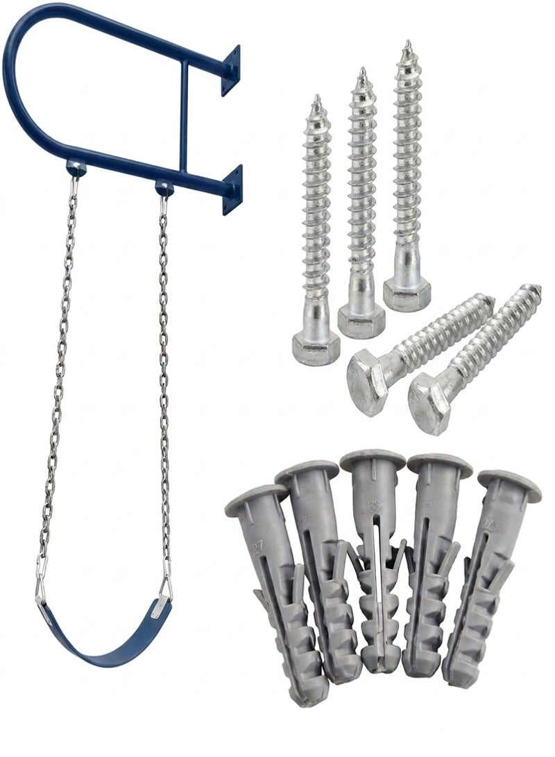 Funz Iron Wall Swing With Swing Seat And Chains For Outdoor Activities Blue Color - Image 1