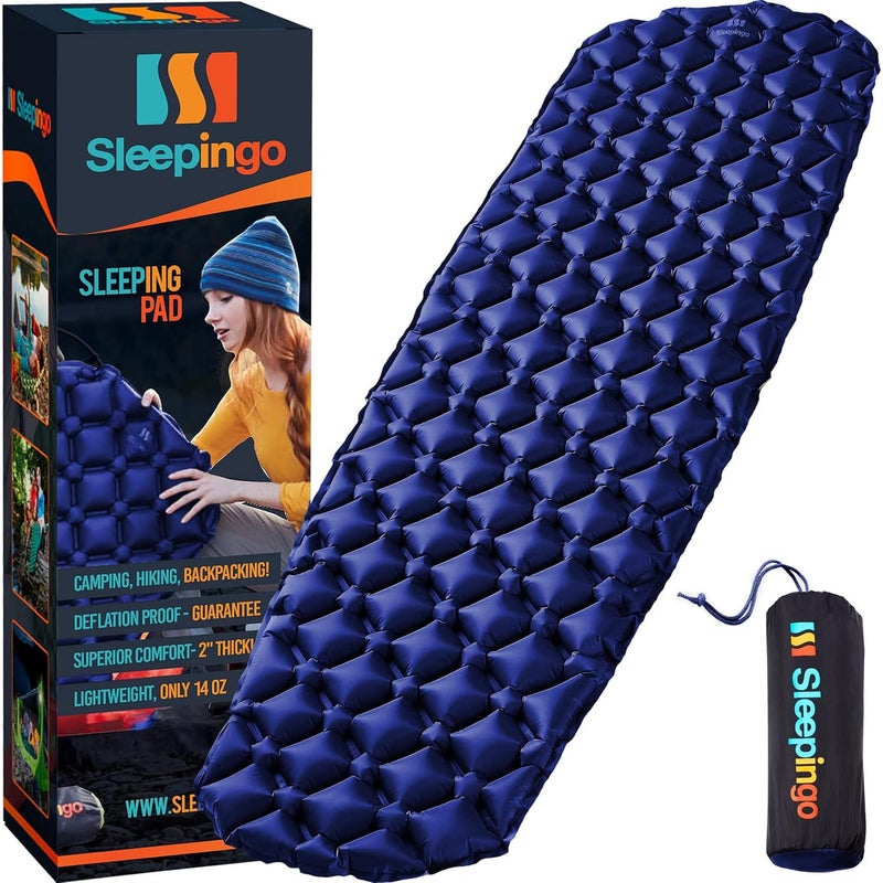 Sleepingo Inflatable Mat for Camping - Ultralight Sleeping Pad for Camping and Backpacking - Compact Air Mattress - Camping Mat with Tear-Resistant Ripstop Nylon - 73.5" x 21.5" - Blue - Image 1