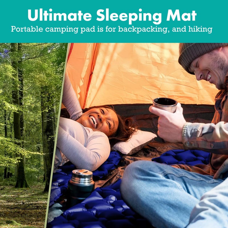 Sleepingo Inflatable Mat for Camping - Ultralight Sleeping Pad for Camping and Backpacking - Compact Air Mattress - Camping Mat with Tear-Resistant Ripstop Nylon - 73.5" x 21.5" - Blue - Image 2