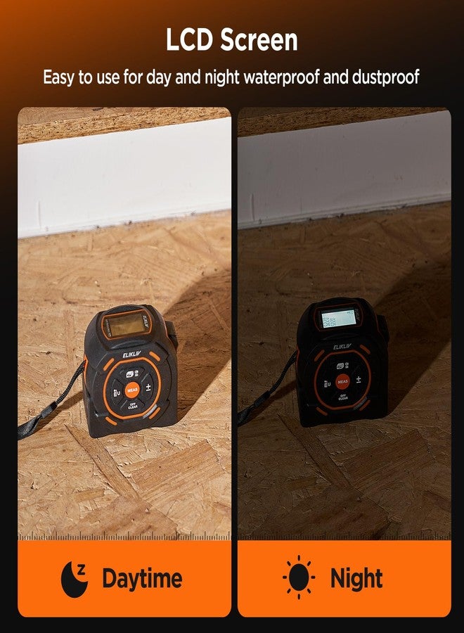 ELIKLIV Laser Tape Measure 2-in-1, 197Ft Laser Distance Meter & 16Ft Digital Tape Measure, with LCD Display, Pythagorean Mode, Area/Volume Calculation, USB-C Rechargeable for Woodworking and Construction - Image 3