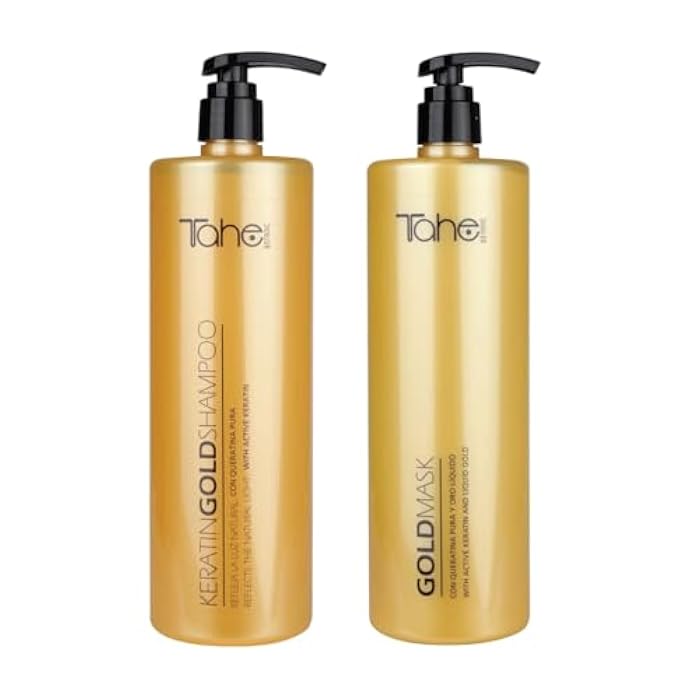 Tahe Keratin Gold Big Kit - Shampoo 1000ml + Mask 1000ml - Image 1