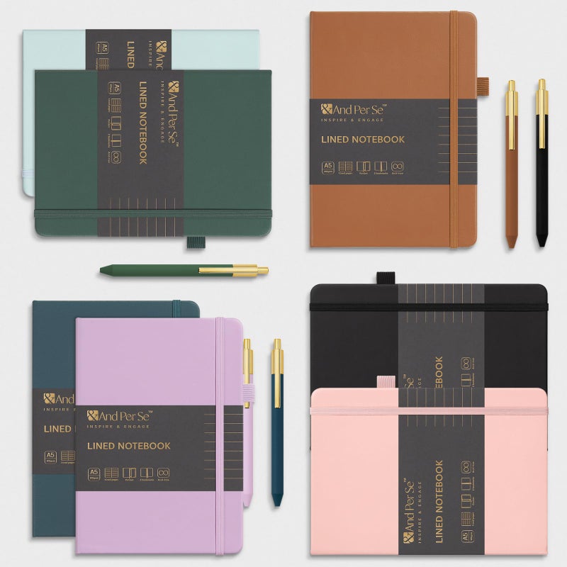&And Per Se ⩓ Per Se Lined Journal and Pen Set, A5 Leather Hardcover Notebook with Pen & Stationary Set, 160 Pages 100GSM Thick Ruled Paper Journal for Business Work Writing (Dark Blue) - Image 5