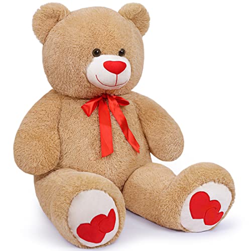 SNOWOLF Big Teddy Bear 433 inch Giant Stuffed Animal Bears with Love Heart Cute Soft Large Plush Toy for Kids Girlfriend Valentines Baby Shower Light Brown - Image 5