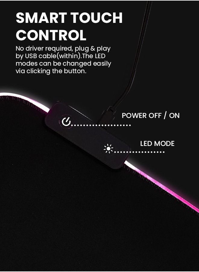 VMAX RGB LED Gaming Desk Pad Mouse Pad with 14 Modes Large Glow RGB LED Anti-Slip Rubber Base Extended Mouse Pad Desk Mat Pad Rgb Mouse Pad RGB Gaming Mouse Pad Rgb Desk pad for Computer with USB