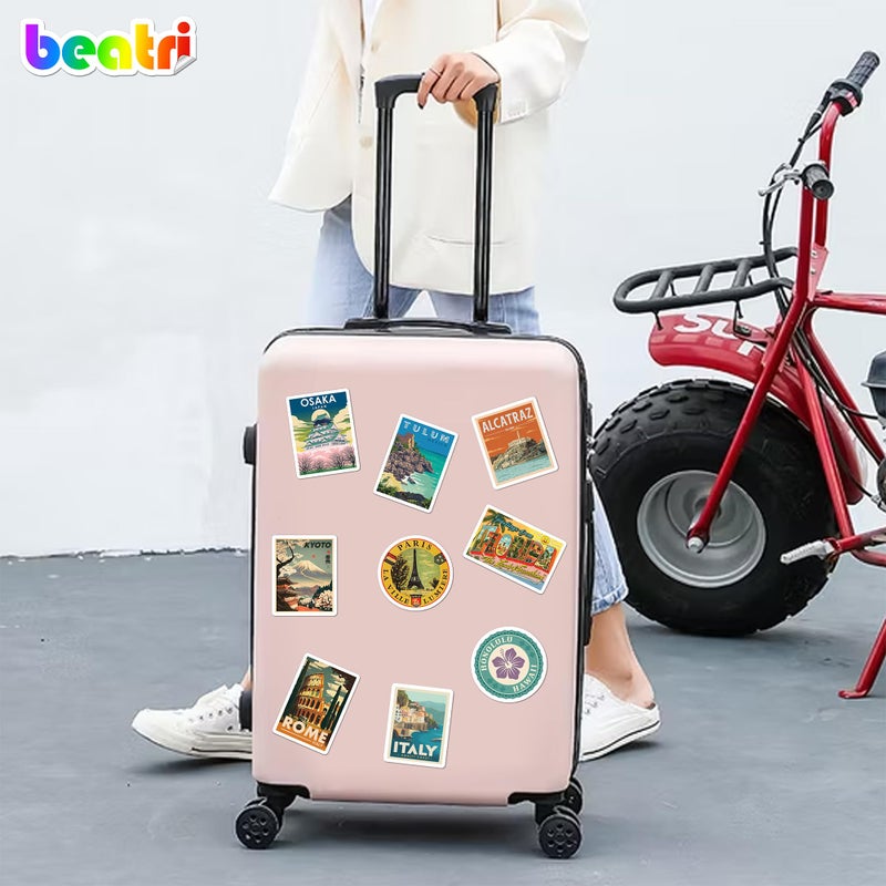 BEATRI World Travel Stickers 50Pcs Waterproof Vinyl Travel Map Stickers for Suitcase, Bicycle, Laptop, Water Bottle, Journaling & Travel Gear | Non-Repeating Decals, High-Definition Print - Image 5