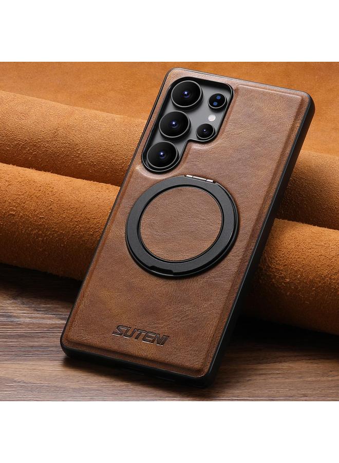 Suteni Case For Samsung Galaxy S24 Ultra 5G G3 Oil Wax 360 Rotation Holder MagSafe Back Phone Case - Image 1