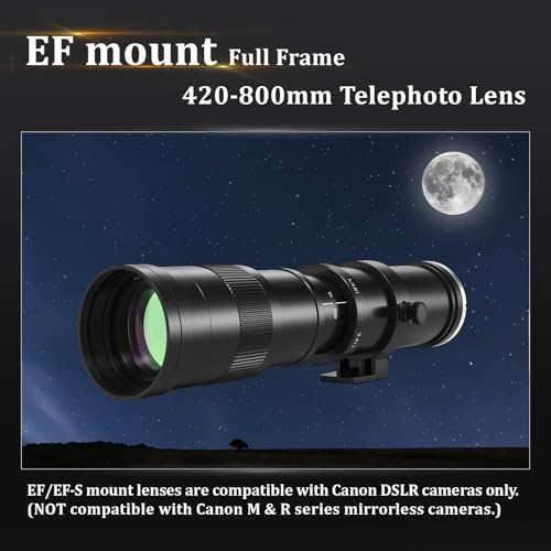 BENOISON Telephoto Lens for Canon - EF Lens 420-800mm for Canon DSLR, Manual Focus MF Zoom Lens for Canon EOS Rebel SL3 SL2 SL1 T8i T7i T7 T6 4000D 1500D 90D 80D 77D 70D 60D 7D 6D 5D 1D DSLR - Image 2