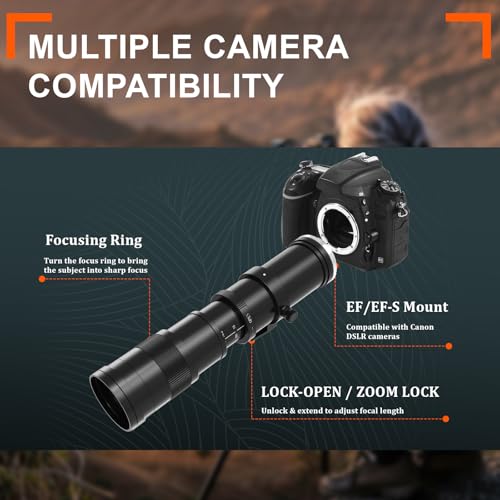BENOISON Telephoto Lens for Canon - EF Lens 420-800mm for Canon DSLR, Manual Focus MF Zoom Lens for Canon EOS Rebel SL3 SL2 SL1 T8i T7i T7 T6 4000D 1500D 90D 80D 77D 70D 60D 7D 6D 5D 1D DSLR - Image 5