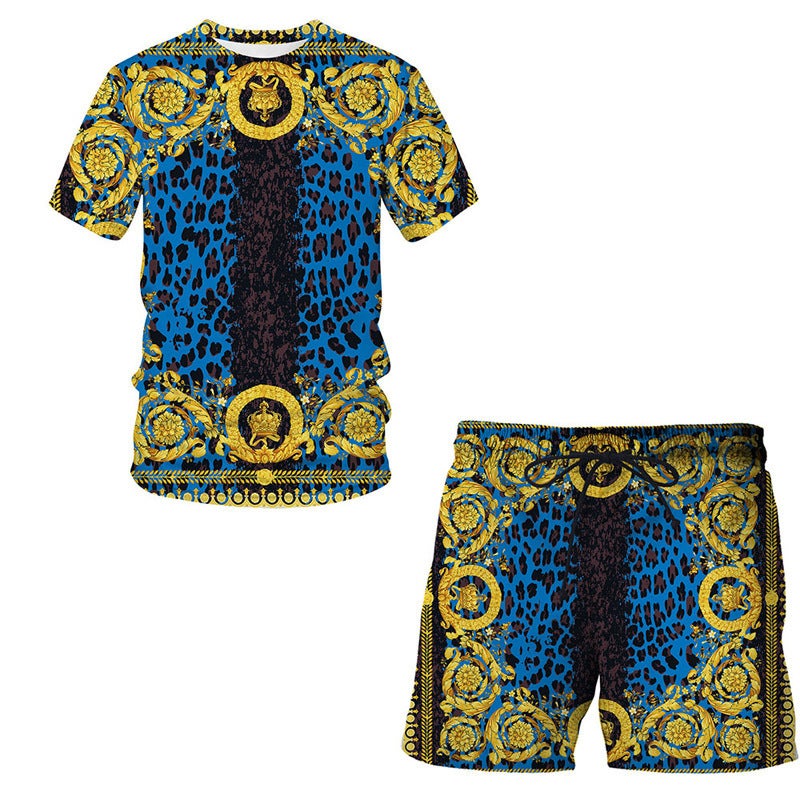 European Code Hawaii Seaside 3D Printing Men'S Casual Loose Suit Beach Short Sleeve Shorts - Image 1