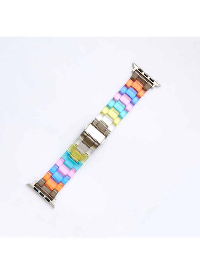 YLZ For Smart Watch Strap Straight Apple Ultra Candy Color Acrylic Transparent Rainbow Strap - Image 1