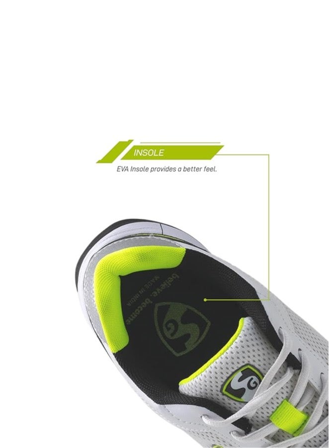 SG SG Scorer 6.0 Cricket Shoes, Designed to Elevate Your Game to New Heights Power, Precision, and Comfort White/Black/Lime No 8 - Image 4