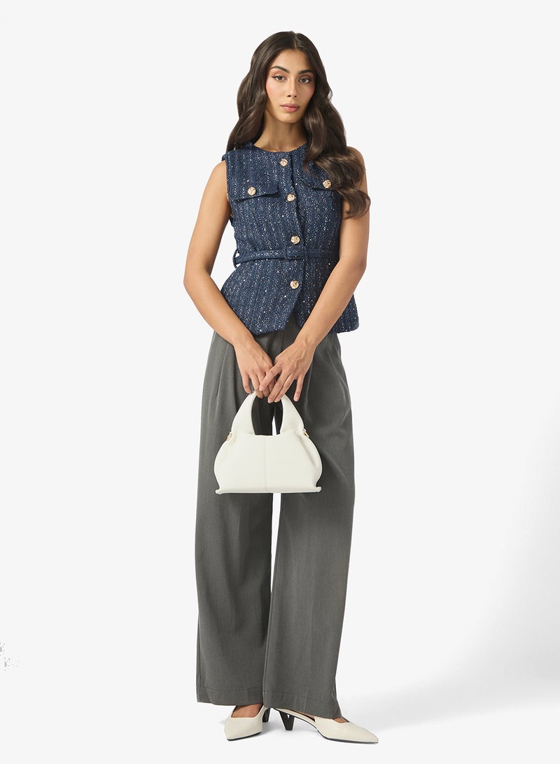 ELLA Belted Tweed Vest - Image 4