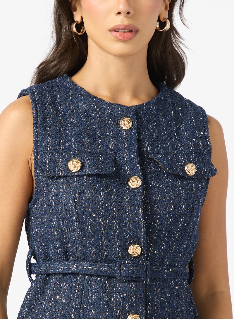 ELLA Belted Tweed Vest - Image 3
