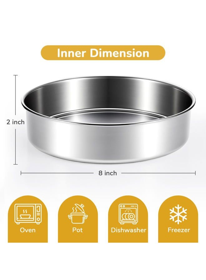 BAKEWAY 8 inch Cake Pans, Round Baking Layer Cake Pan Set of 2, Stainless Steel Mirror Finish & Dishwasher Safe for Birthday, Party, Wedding - Image 3