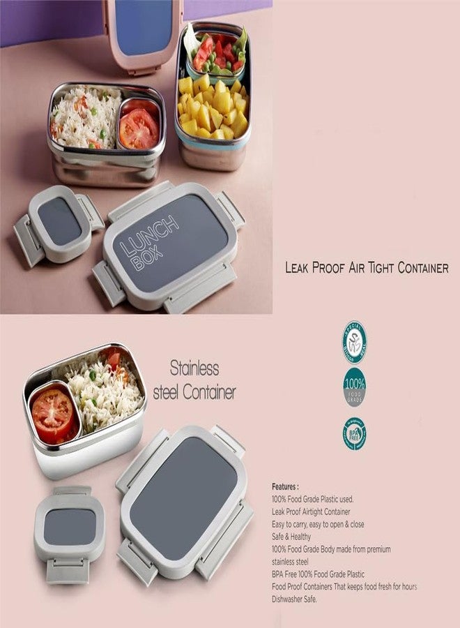 Gra8 Craze Junior Stainless Steel Lunch Box | 2 Containers | Airtight, Leak Proof | Food Grade Safe | for School, Office, Home Use | Lightweight & Durable(900+200 ML) - Image 5