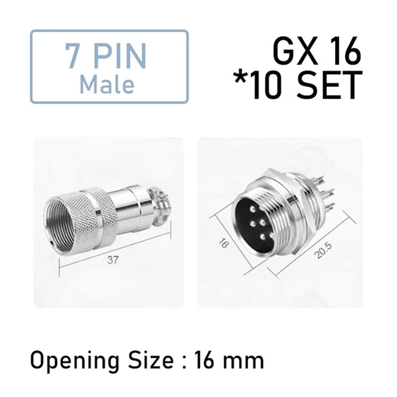 10 Set GX16 2/3/4/5/6/7/8/9/10 Pin Male&Female Docking Circular Connector Butt Joint Socket(7P Male) - Image 2