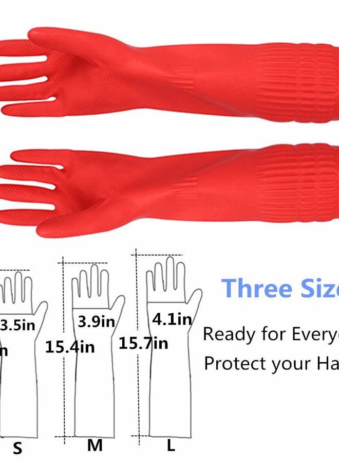 YSLON Rubber Cleaning Gloves Kitchen Dishwashing Glove 3-Pairs,Waterproof Reuseable.(Small) - Image 2