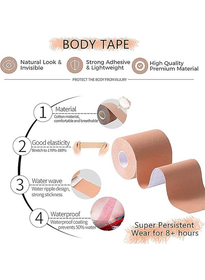 5m Extra-Long Breast Lift Tape with 10 Reusable Nipple Covers, Shaper and Lifter Support Tape, Breathable Sweatproof Support Tape, For A-G Cup - Image 3